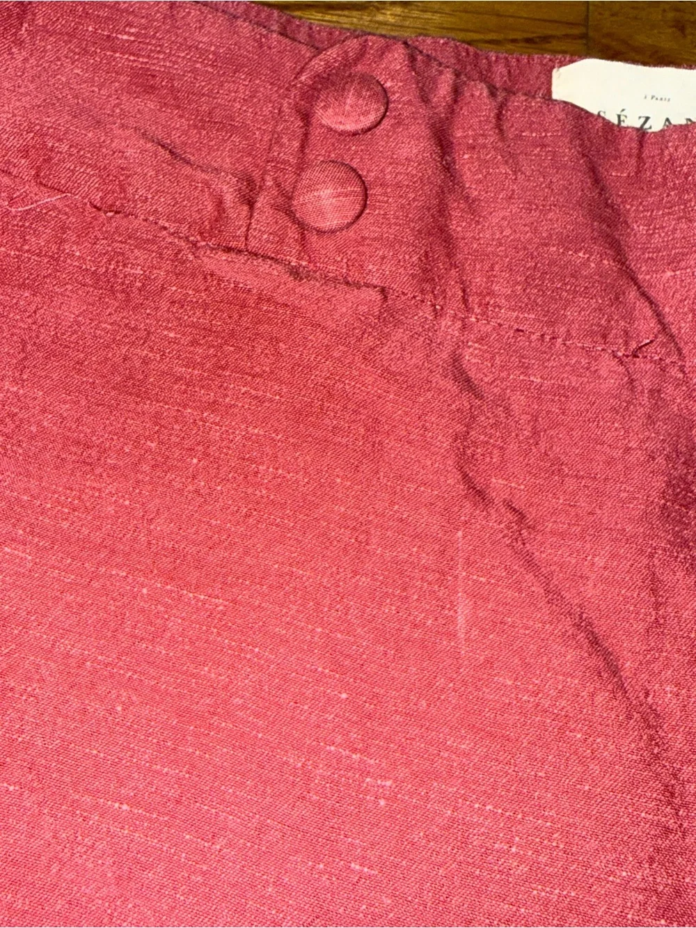 Sezane. Textured Linen Blend Trousers. Rose. Size 36 (US 4).